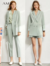 Load image into Gallery viewer, Amii Minimalism suit set women 2020 spring new Solid  suits &amp;blazer ， suit vest ， high waist suit pants suit for women 12060909

