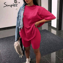 Load image into Gallery viewer, Simplee Casual solid new women&#39;s two piece suit including belt solid color home loose sports fashion leisure suit summer 2020

