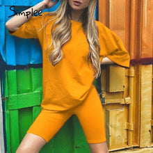 Load image into Gallery viewer, Simplee Casual solid new women&#39;s two piece suit including belt solid color home loose sports fashion leisure suit summer 2020
