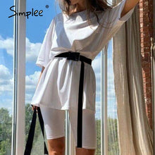 Load image into Gallery viewer, Simplee Casual solid new women&#39;s two piece suit including belt solid color home loose sports fashion leisure suit summer 2020
