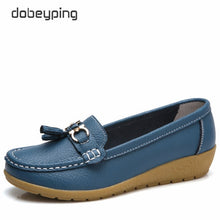 Load image into Gallery viewer, dobeyping 2018 New Arrival Shoes Woman Genuine Leather Women Flats Slip On Women&#39;s Loafers Female Moccasins Shoe Plus Size 35-44
