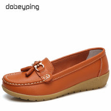 Load image into Gallery viewer, dobeyping 2018 New Arrival Shoes Woman Genuine Leather Women Flats Slip On Women&#39;s Loafers Female Moccasins Shoe Plus Size 35-44
